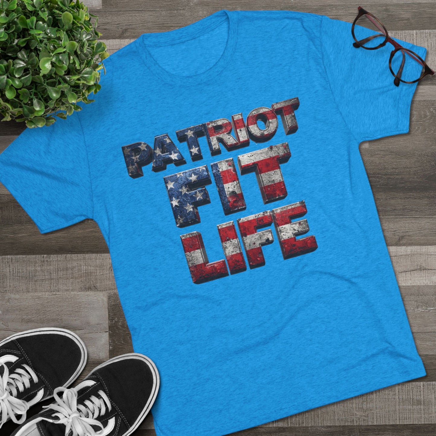 Patriot Fit Life Tri-Blend Tee - American Flag Graphic Fitness T-Shirt