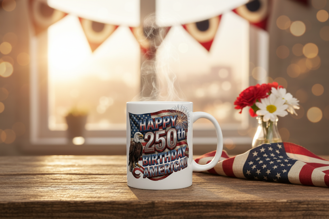 Patriotic Eagle Ceramic Mug | Happy 4th of July Americana Coffee Cup | 11oz & 15oz