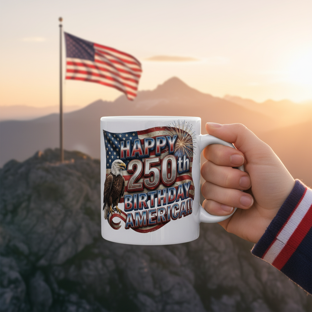 Patriotic Eagle Ceramic Mug | Happy 4th of July Americana Coffee Cup | 11oz & 15oz