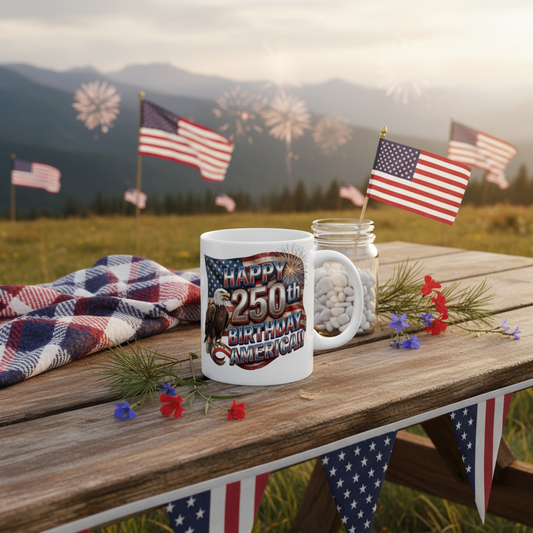 Patriotic Eagle Ceramic Mug | Happy 4th of July Americana Coffee Cup | 11oz & 15oz