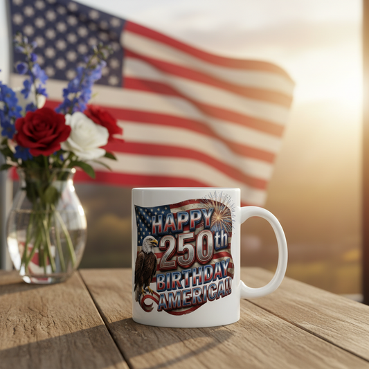 Patriotic Eagle Ceramic Mug | Happy 4th of July Americana Coffee Cup | 11oz & 15oz