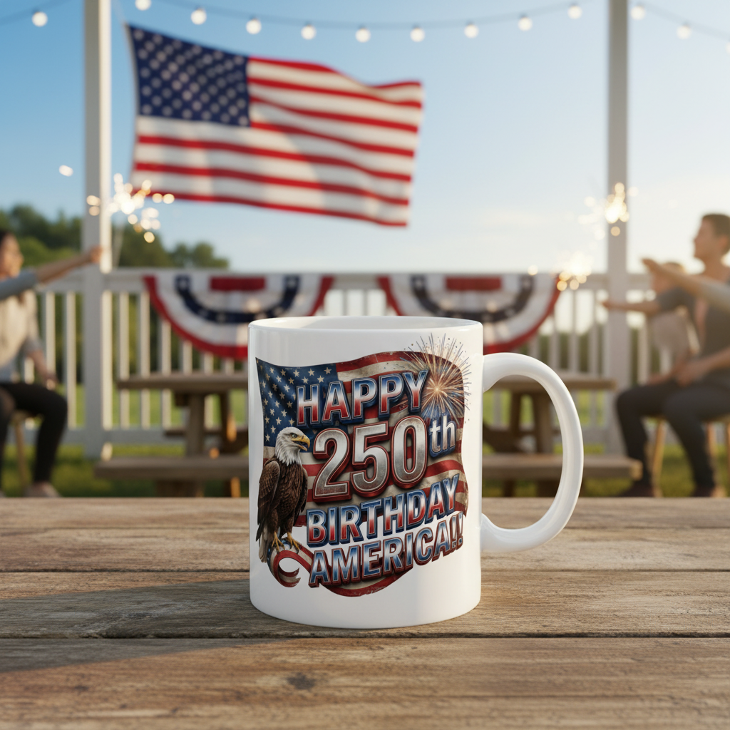 Patriotic Eagle Ceramic Mug | Happy 4th of July Americana Coffee Cup | 11oz & 15oz