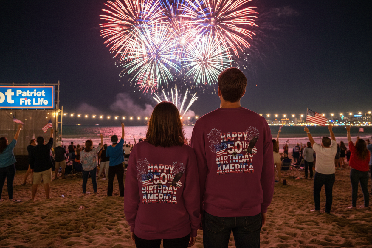 Happy 250th Birthday America Sweatshirt - Patriotic Fireworks Crewneck | Unisex
