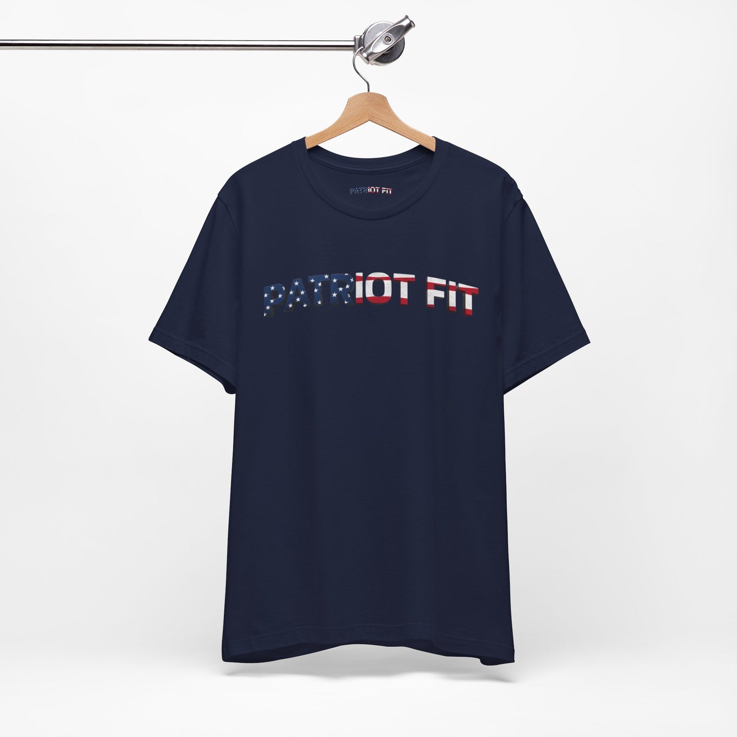 Patriot Fit T-Shirt — American Flag Text Athletic Tee