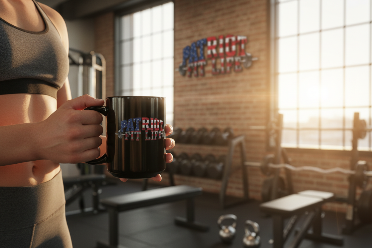Patriot Fit Life Mug | American Flag Weightlifting Coffee Cup