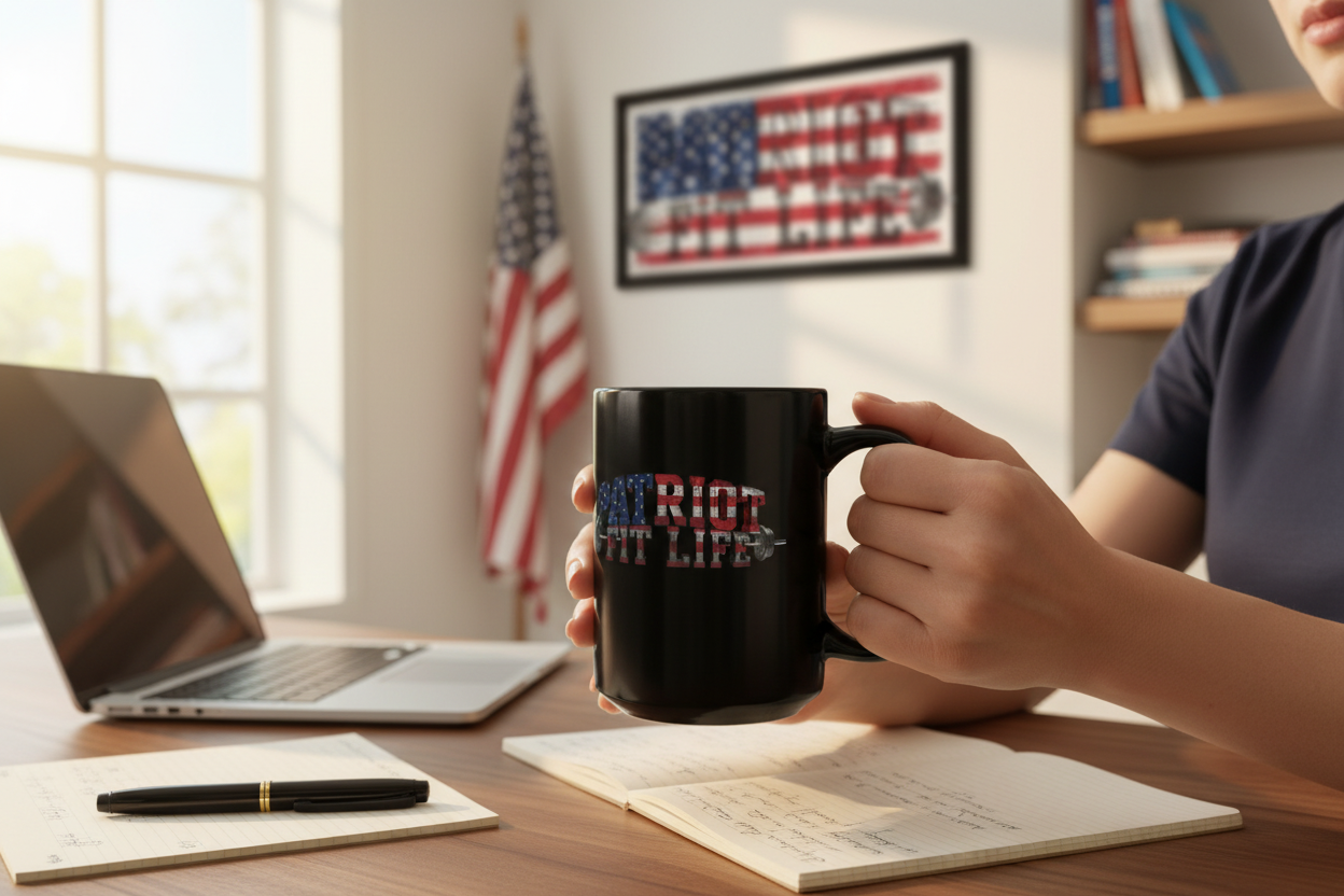 Patriot Fit Life Mug | American Flag Weightlifting Coffee Cup