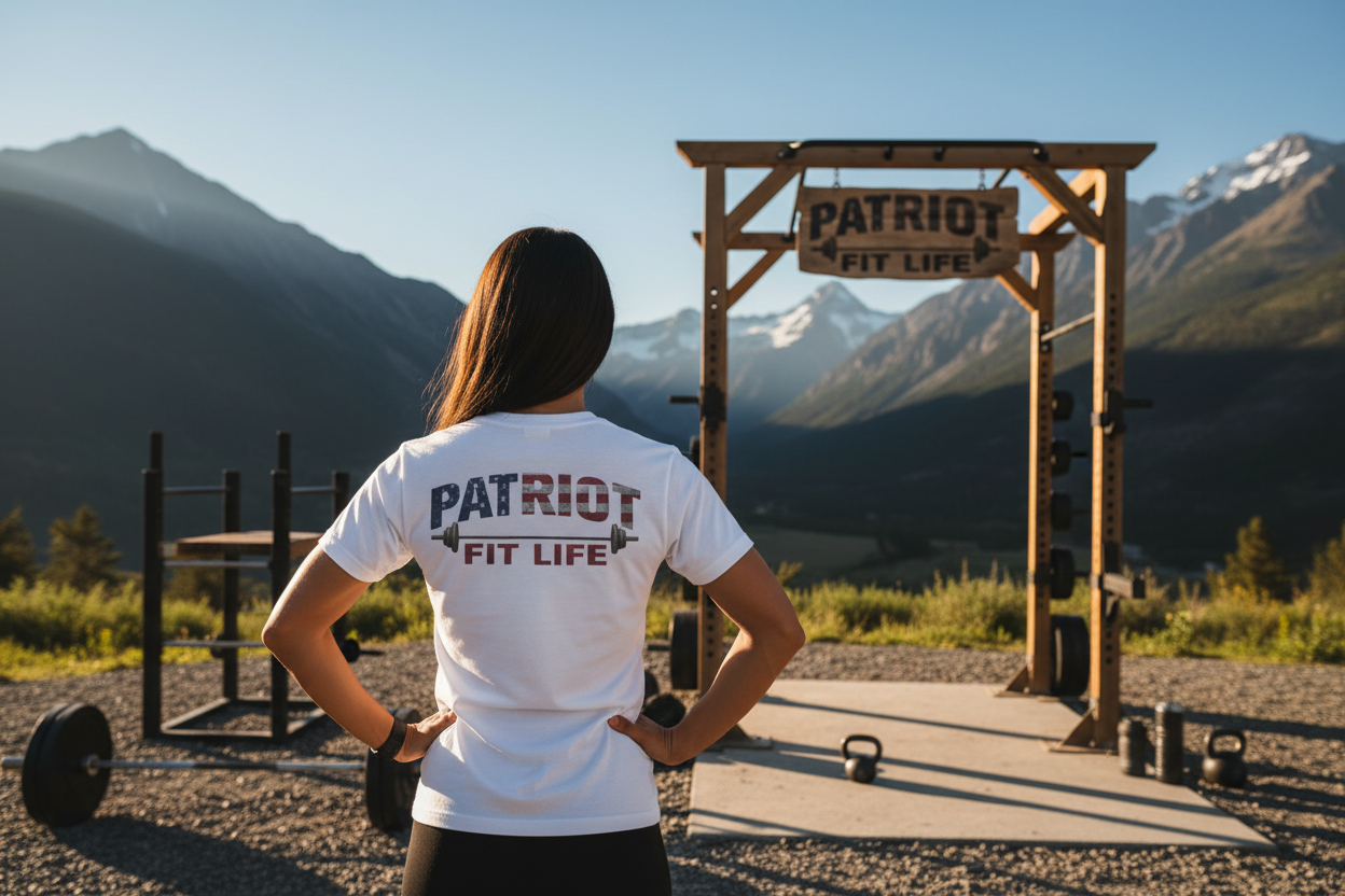 Patriot Fit Life T-Shirt | American Flag Barbell Gym Tee