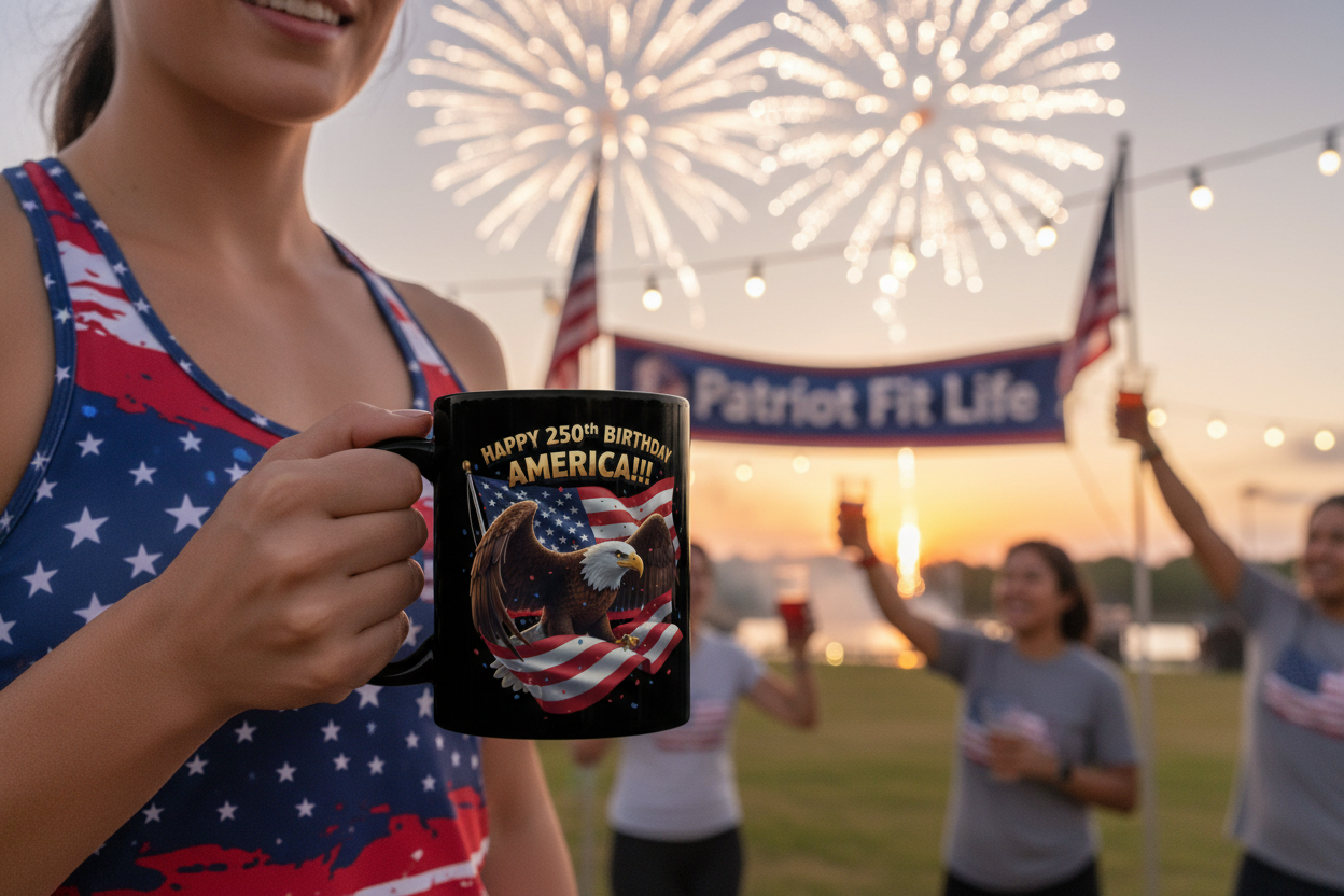 Happy 250th Birthday America Eagle Mug | Patriotic Ceramic Coffee Mug