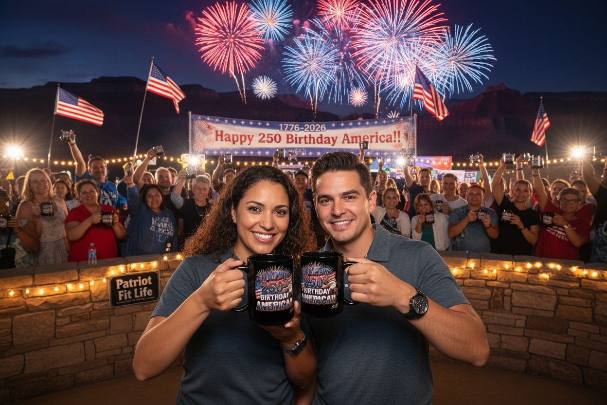 Happy 250th Birthday America Mug | Patriotic Eagle Flag & Fireworks Coffee Cup | 11oz & 15oz