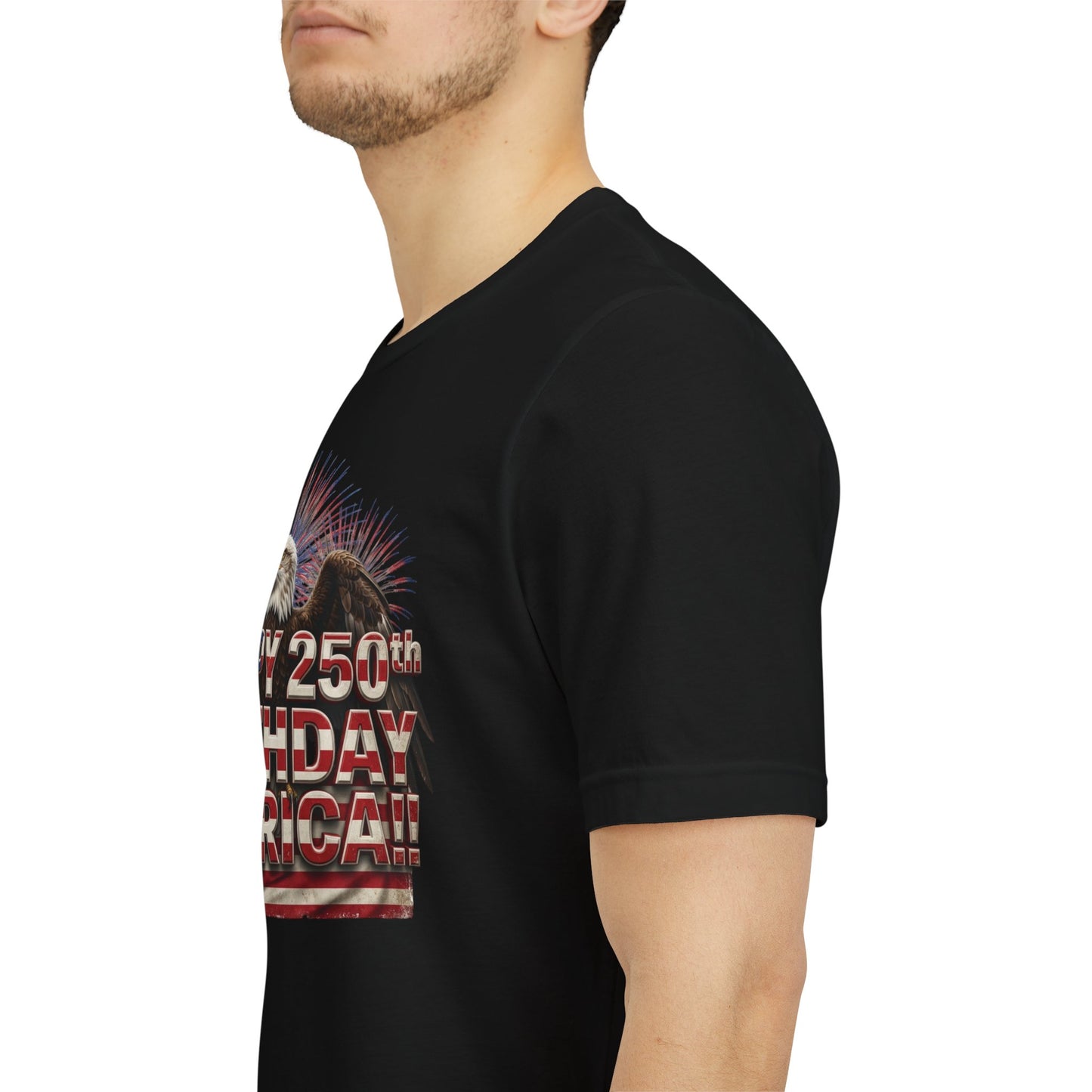 Happy 250th Birthday America T-Shirt | Patriotic Eagle & Flag Tee | Bella Canvas | XS-4XL