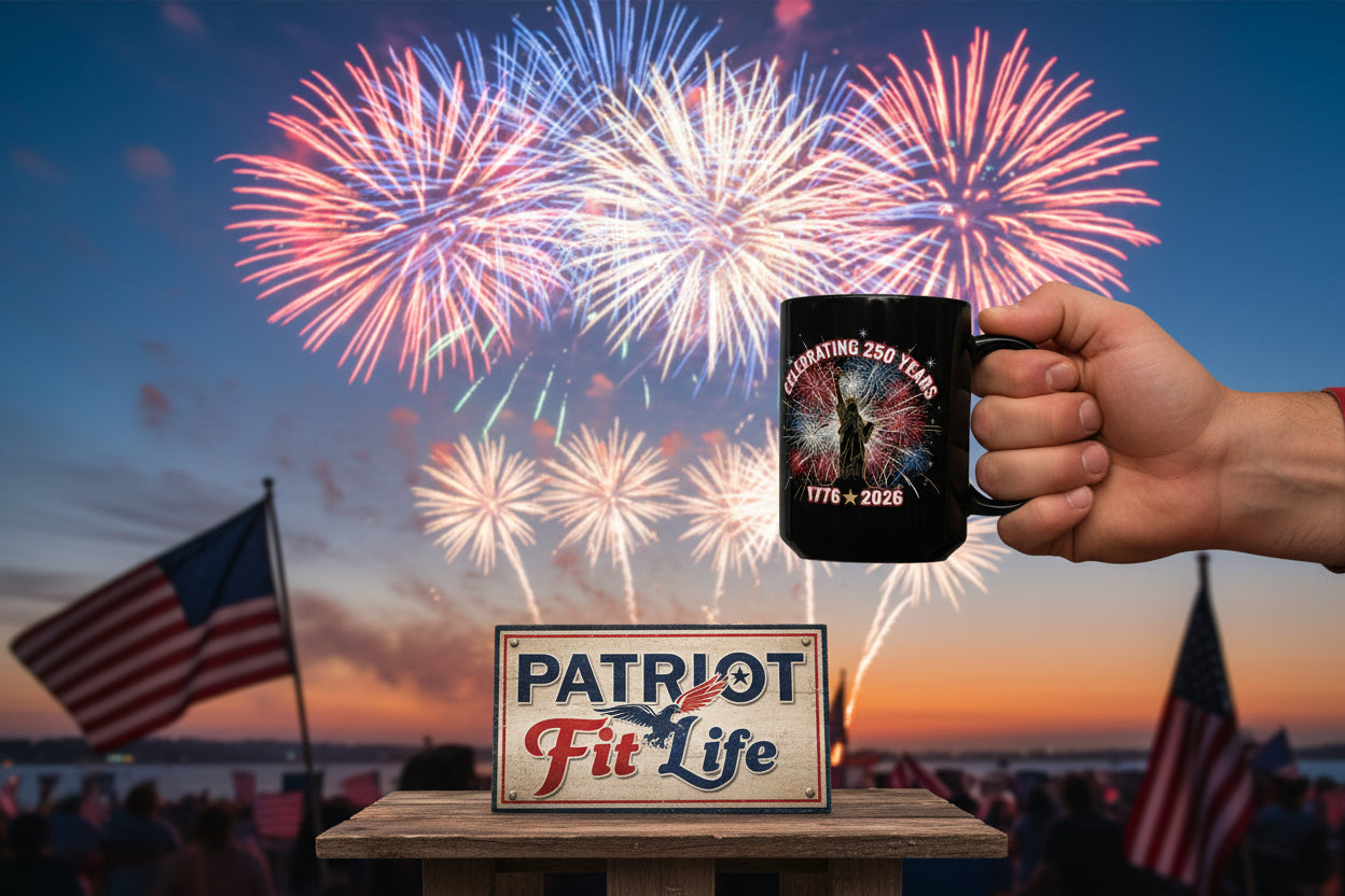 Celebrating 250 Years 1776-2026 Black Mug | Patriotic Anniversary Coffee Cup
