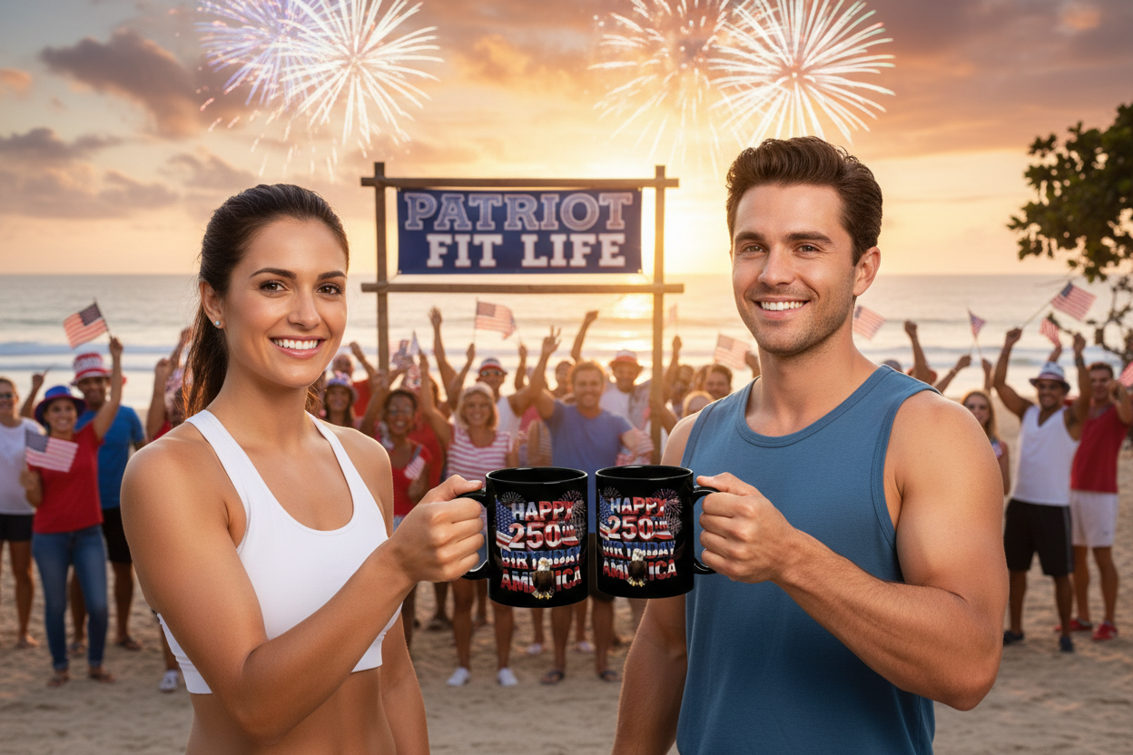 Happy 250th Birthday America Black Mug - Patriotic Eagle, Flag & Fireworks | 11oz & 15oz