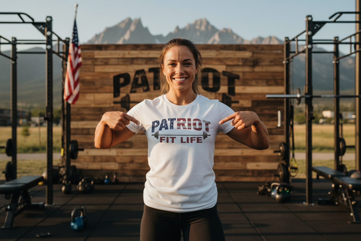 Patriot Fit Life T-Shirt | American Flag Barbell Gym Tee
