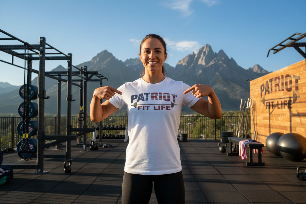 Patriot Fit Life T-Shirt | American Flag Barbell Gym Tee