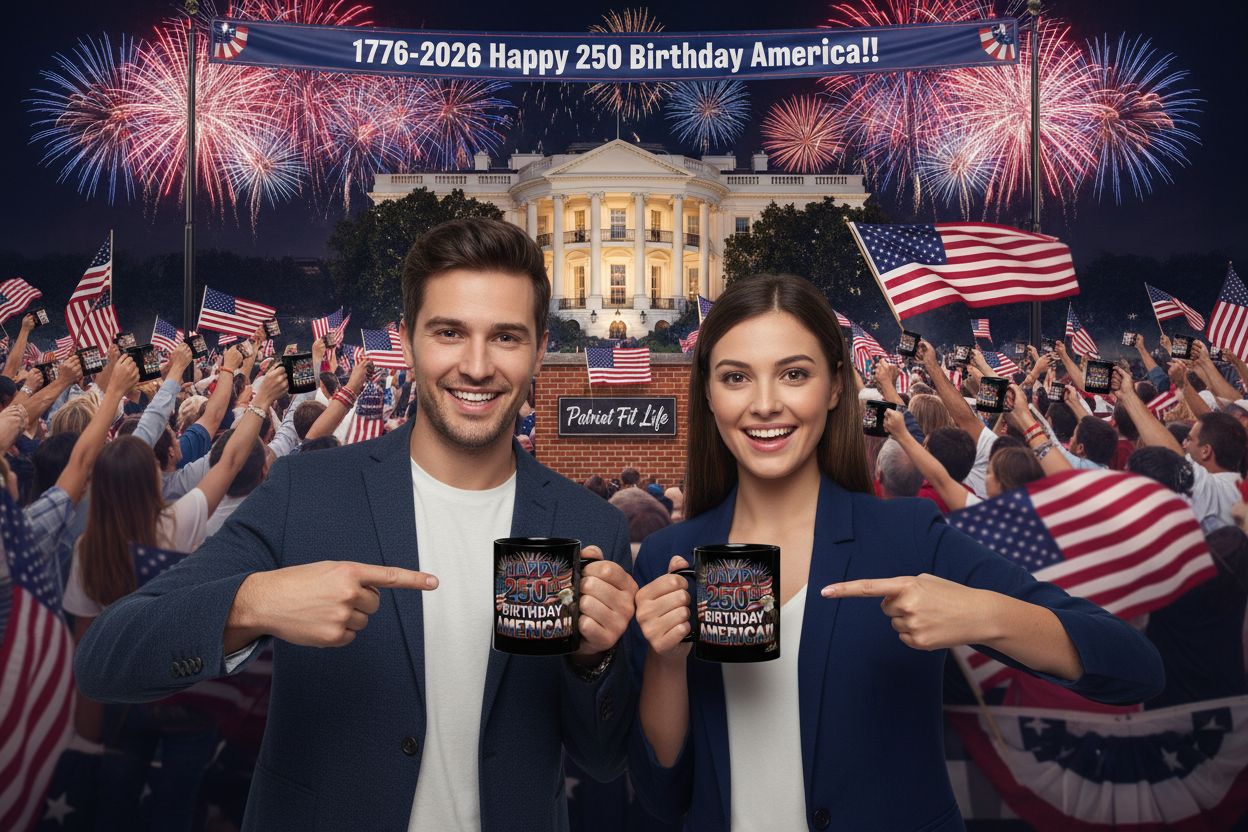 Happy 250th Birthday America Mug | Patriotic Eagle Flag & Fireworks Coffee Cup | 11oz & 15oz