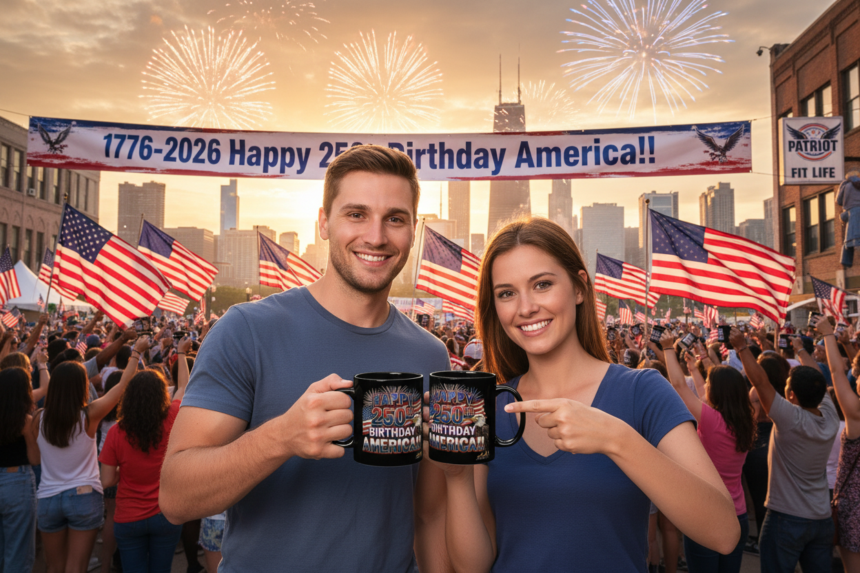 Happy 250th Birthday America Mug | Patriotic Eagle Flag & Fireworks Coffee Cup | 11oz & 15oz