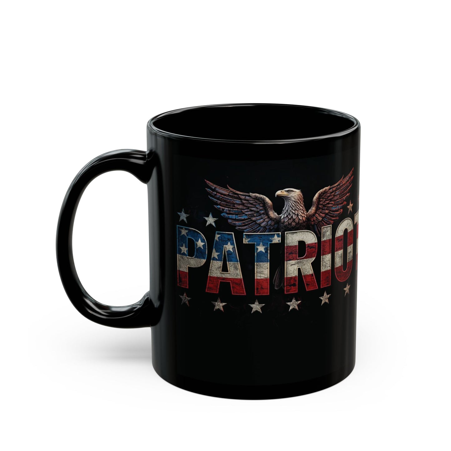 Patriot Eagle Black Coffee Mug  American Flag Ceramic Cup 11 oz 15 oz