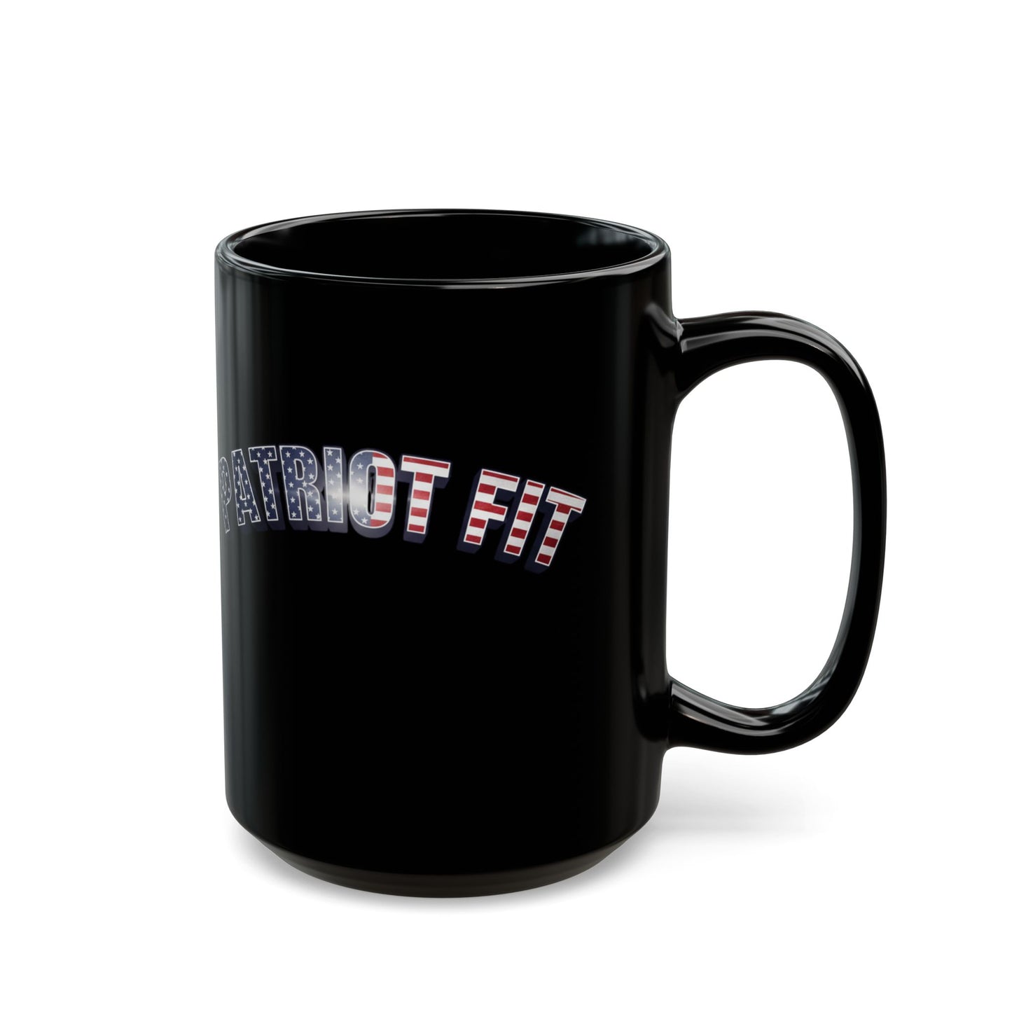 Patriot Fit - Black Mug — American Flag Text Coffee Cup (11oz, 15oz)