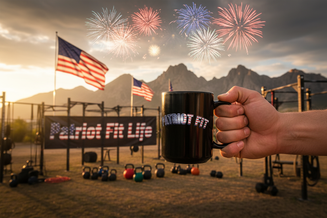 Patriot Fit - Black Mug — American Flag Text Coffee Cup (11oz, 15oz)