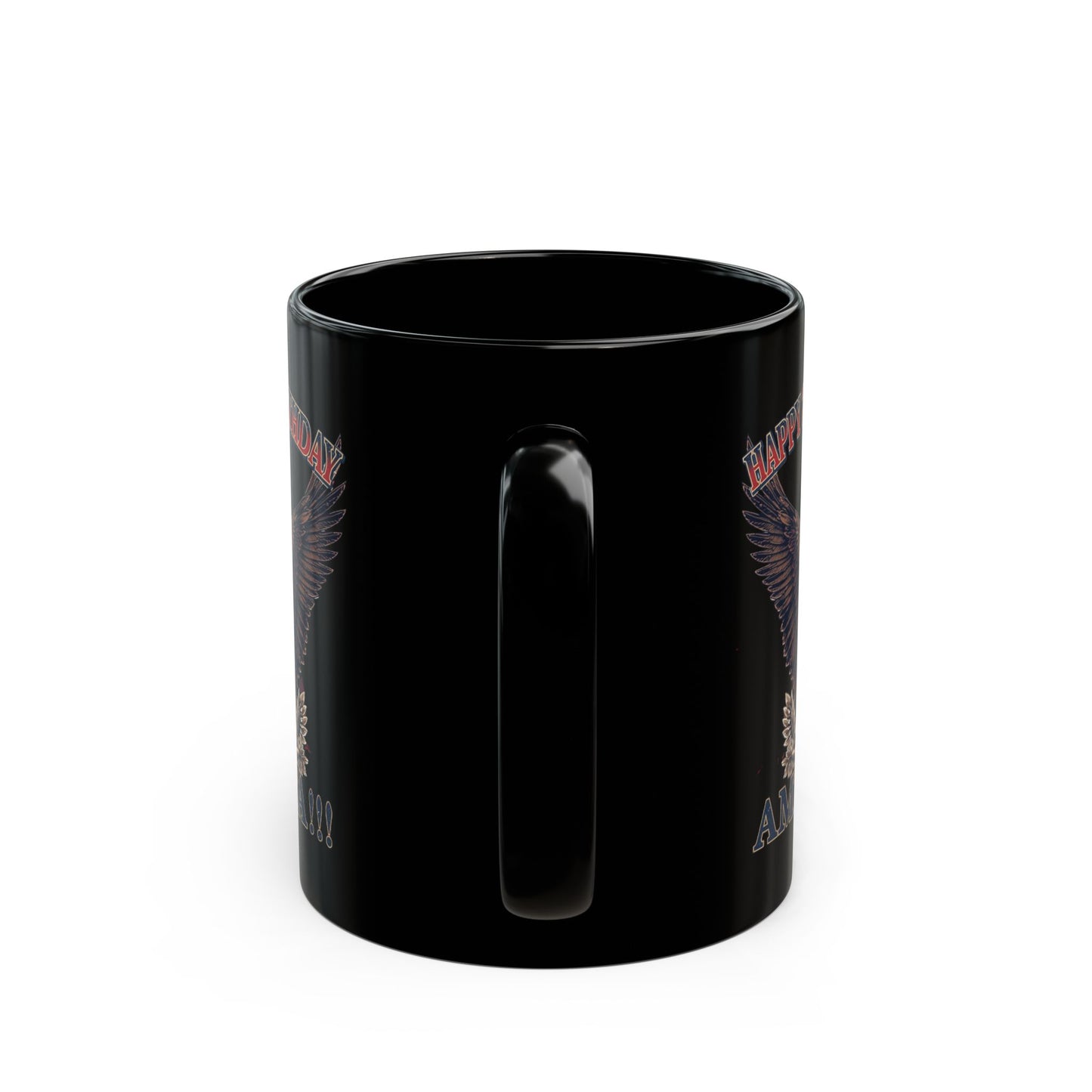 Happy 250th Birthday America Black Mug | Patriotic Eagle Coffee Cup