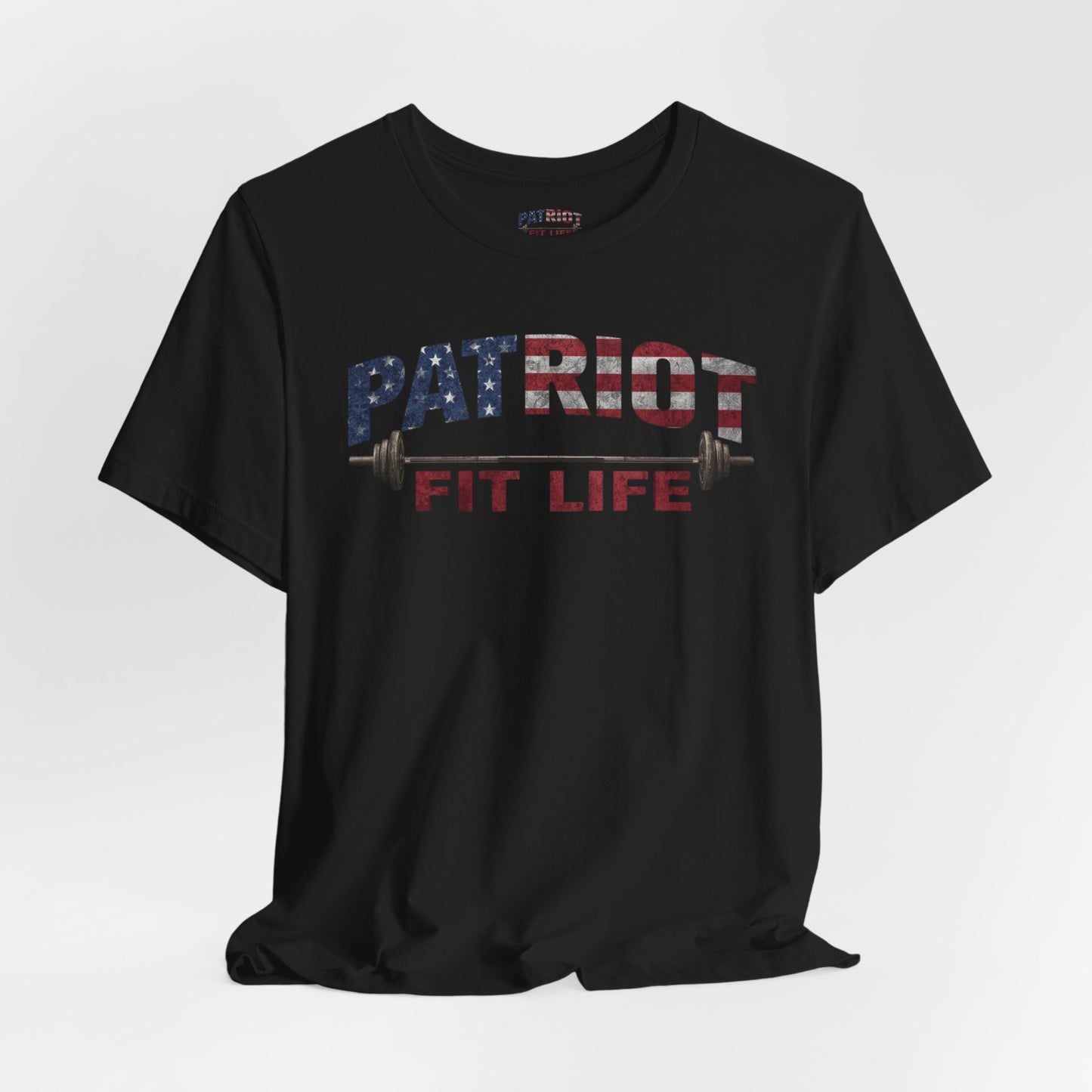 Patriot Fit Life T-Shirt | American Flag Barbell Gym Tee