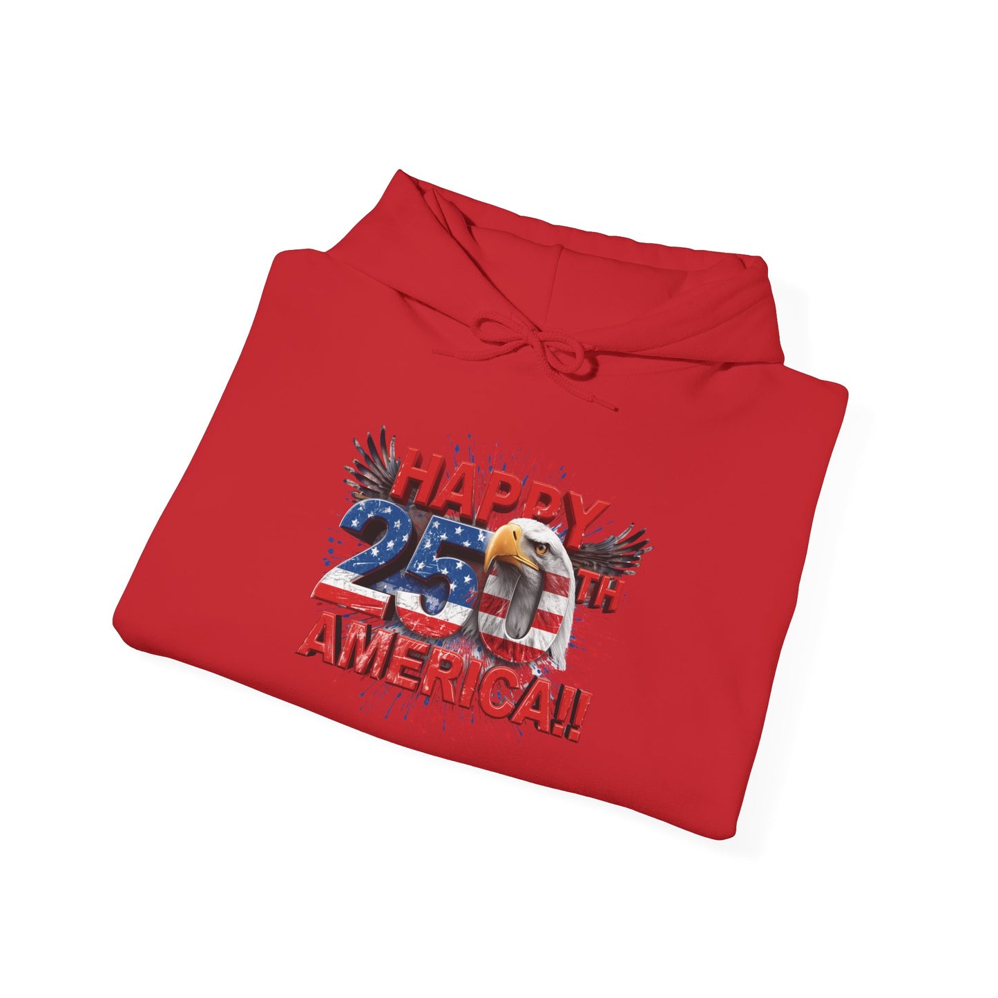 Happy 4th of July Hoodie | Patriotic Eagle & Flag Sweatshirt | America 250th | Gildan | S-5XL