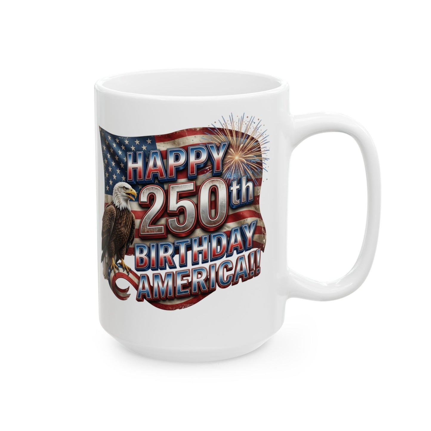 Patriotic Eagle Ceramic Mug | Happy 4th of July Americana Coffee Cup | 11oz & 15oz