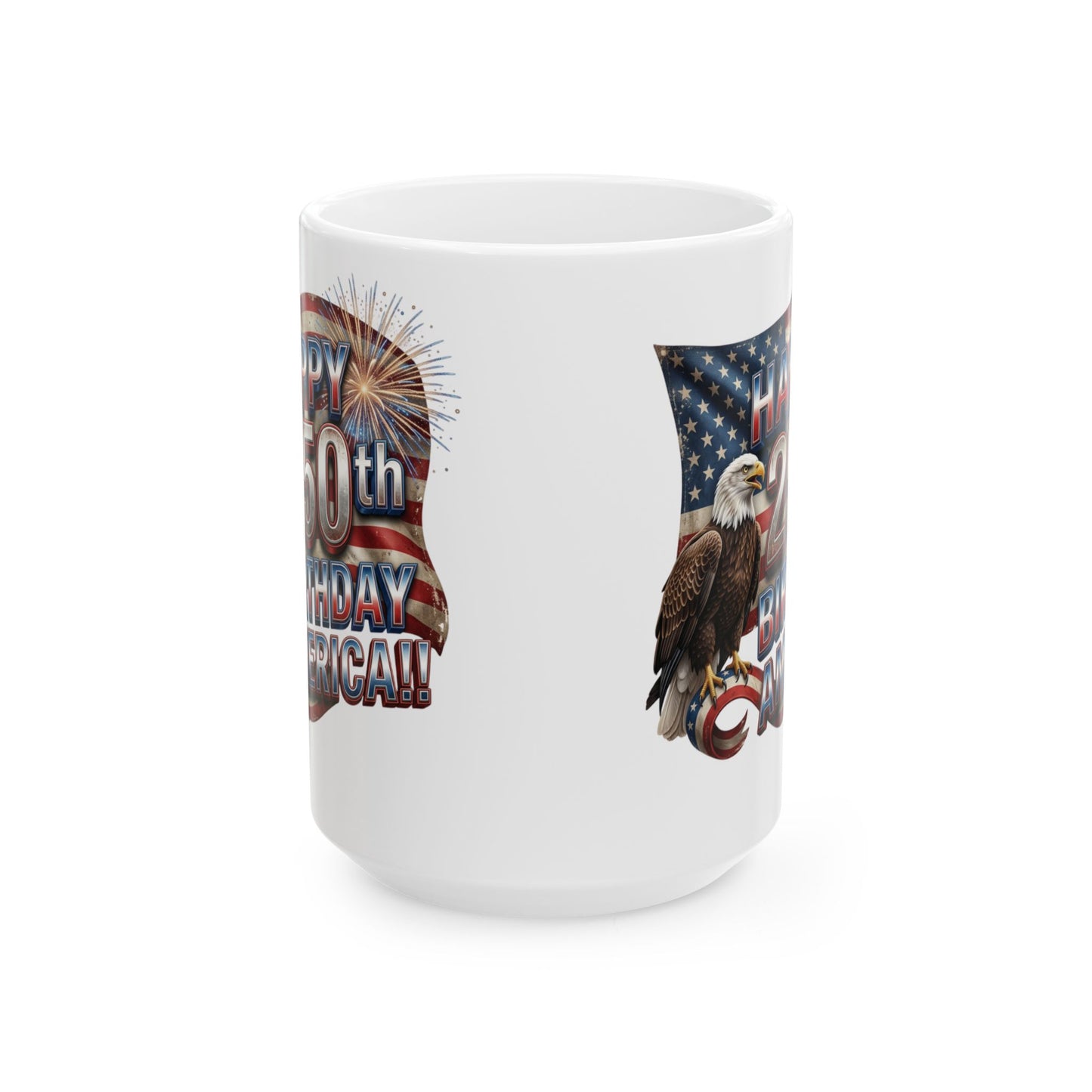 Patriotic Eagle Ceramic Mug | Happy 4th of July Americana Coffee Cup | 11oz & 15oz