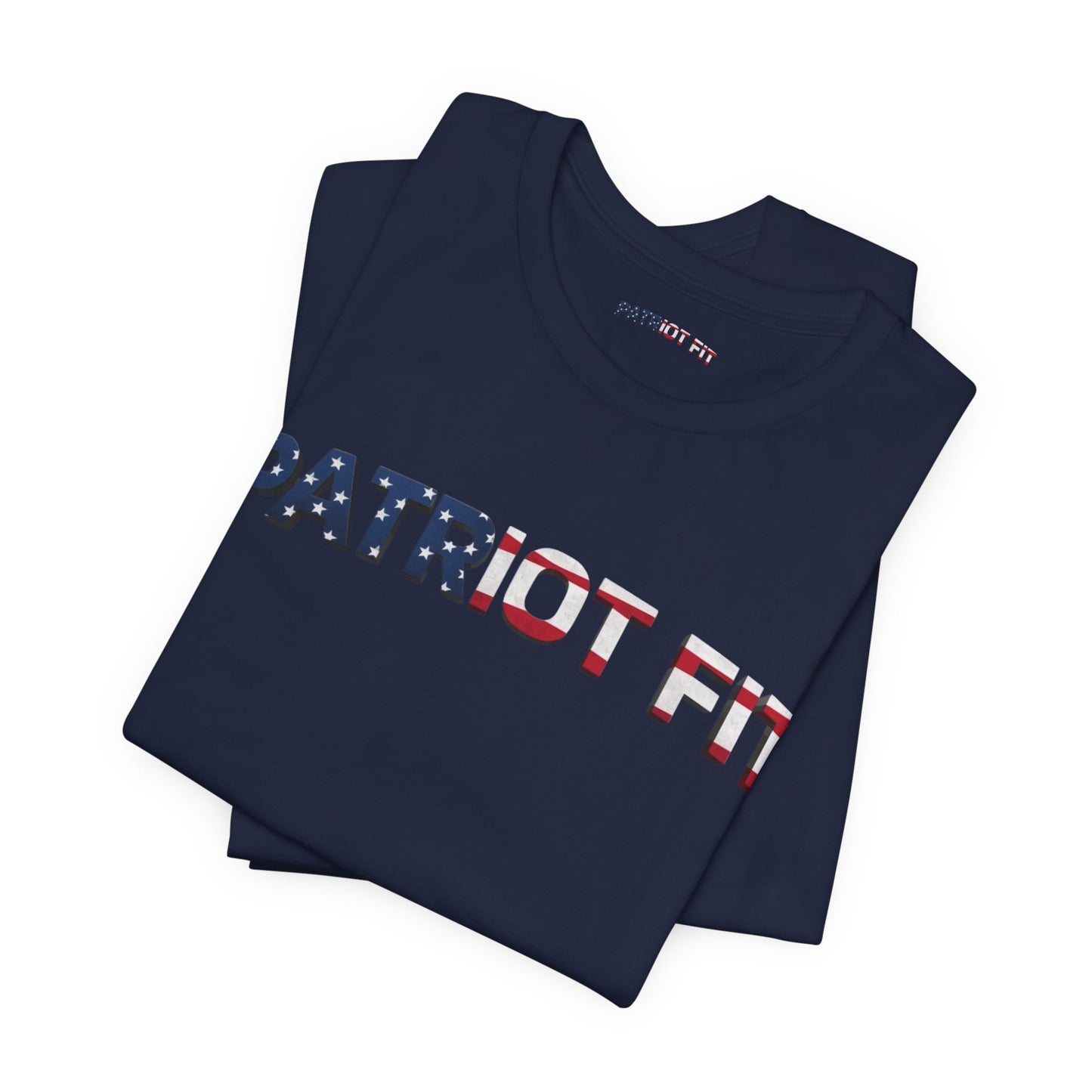 Patriot Fit T-Shirt — American Flag Text Athletic Tee