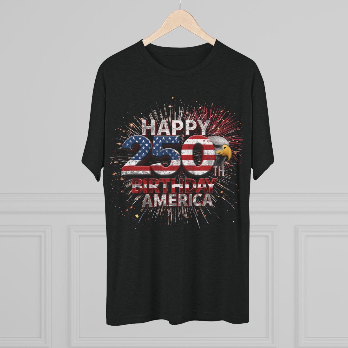 Happy 250th Birthday America Vintage T-Shirt | Patriotic Eagle 250 Tri-Blend Tee | 1776-2026