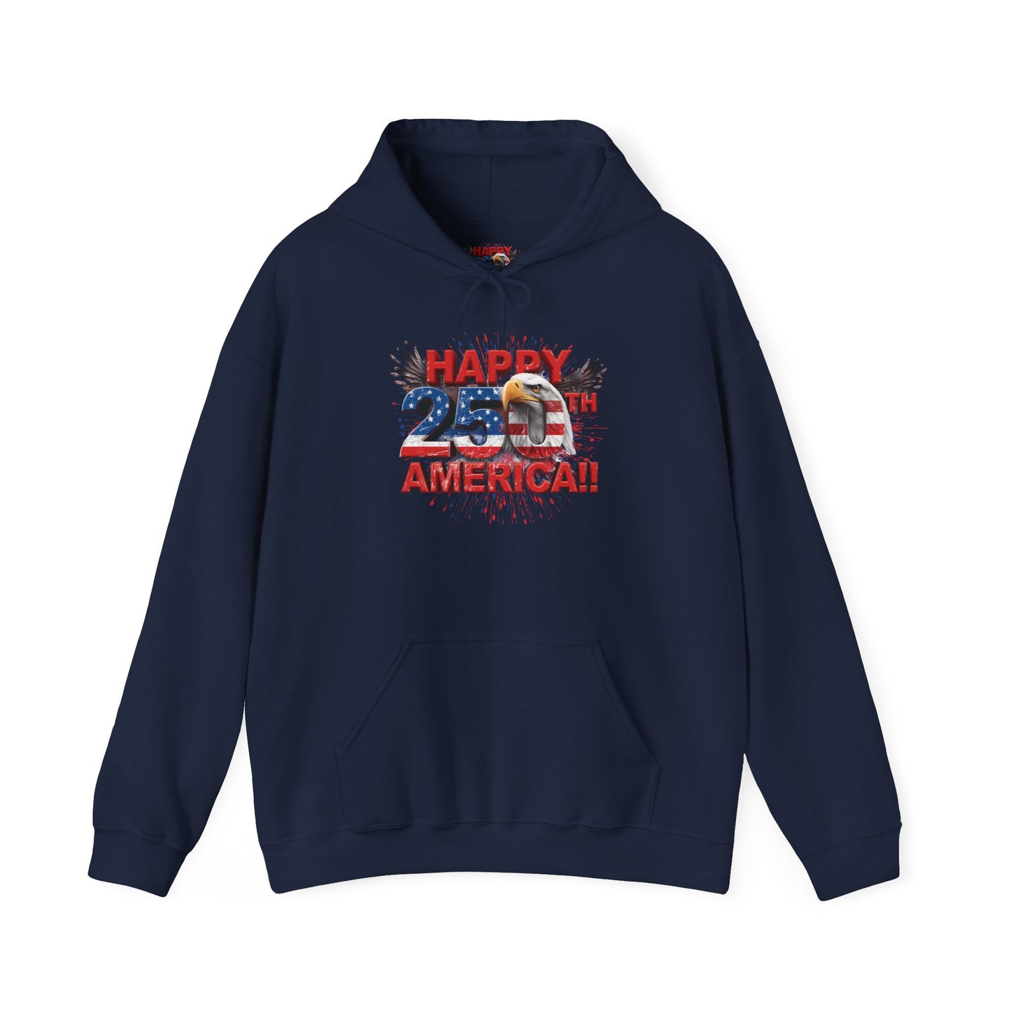 Happy 4th of July Hoodie | Patriotic Eagle & Flag Sweatshirt | America 250th | Gildan | S-5XL