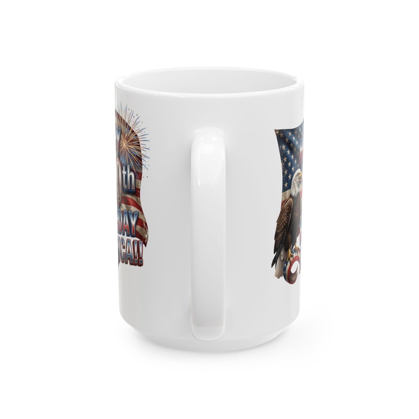 Patriotic Eagle Ceramic Mug | Happy 4th of July Americana Coffee Cup | 11oz & 15oz