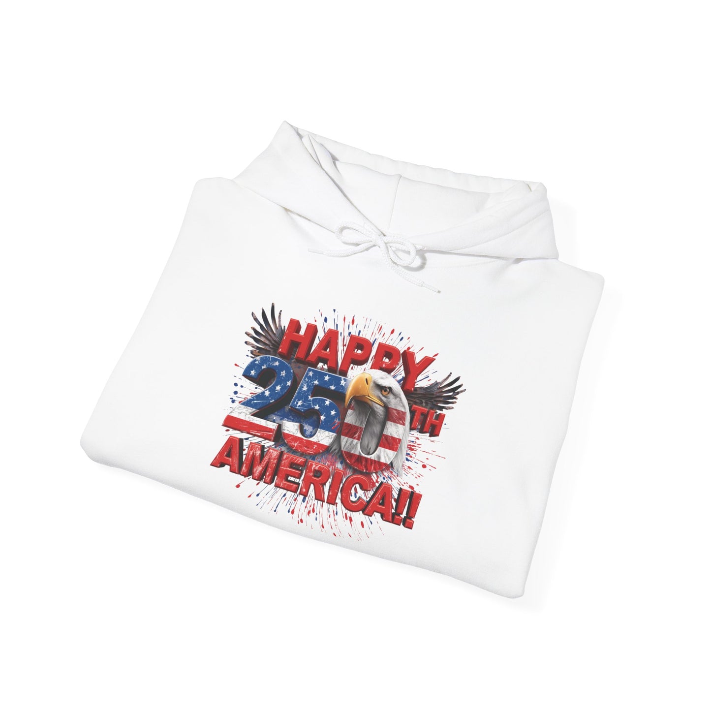 Happy 4th of July Hoodie | Patriotic Eagle & Flag Sweatshirt | America 250th | Gildan | S-5XL