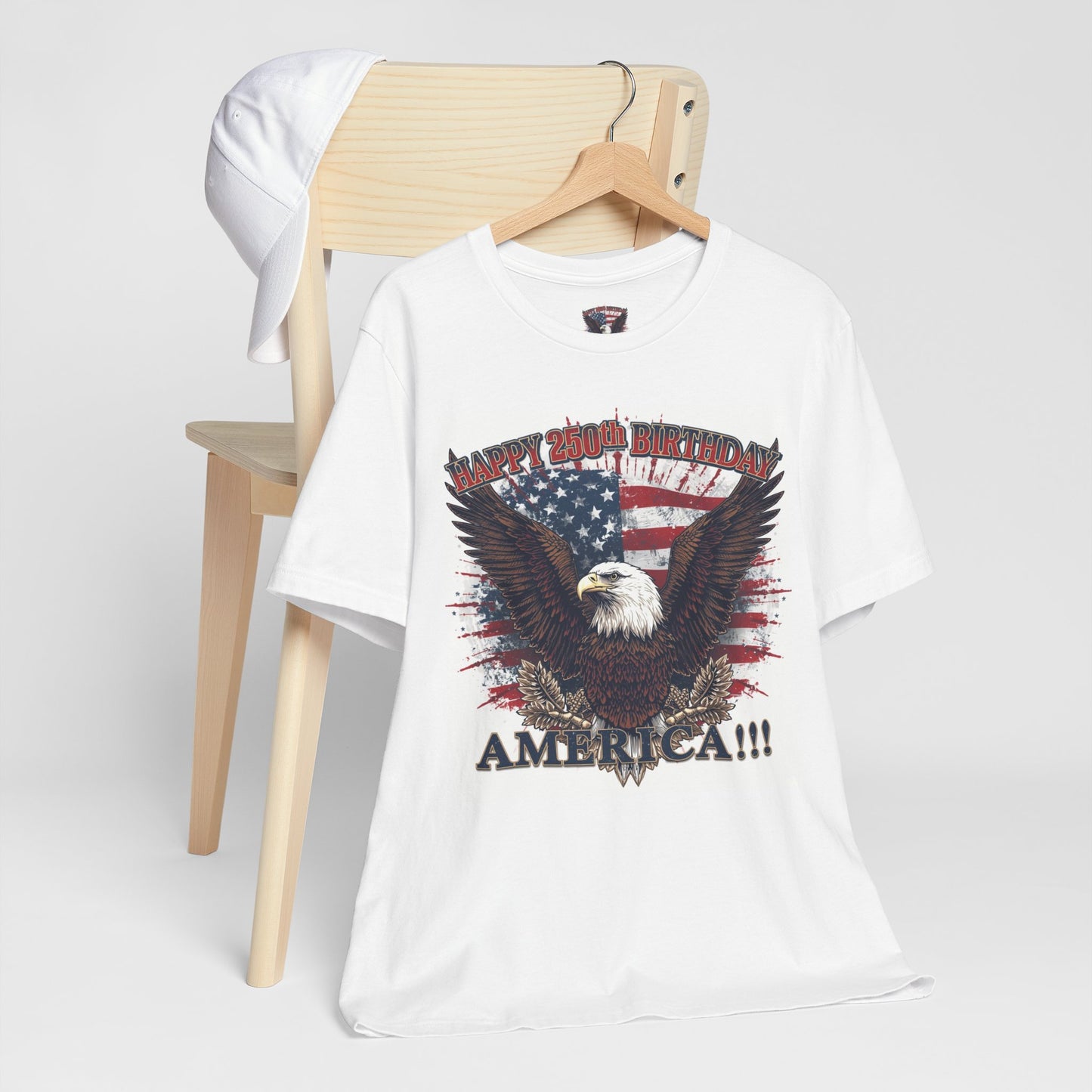 Happy 250th Birthday America T-Shirt | Eagle Flag Patriotic Tee
