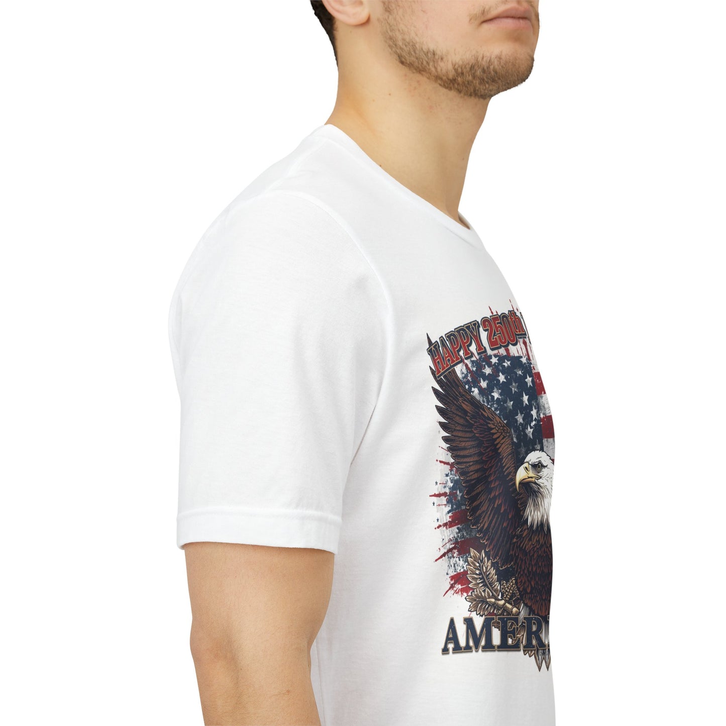 Happy 250th Birthday America T-Shirt | Eagle Flag Patriotic Tee