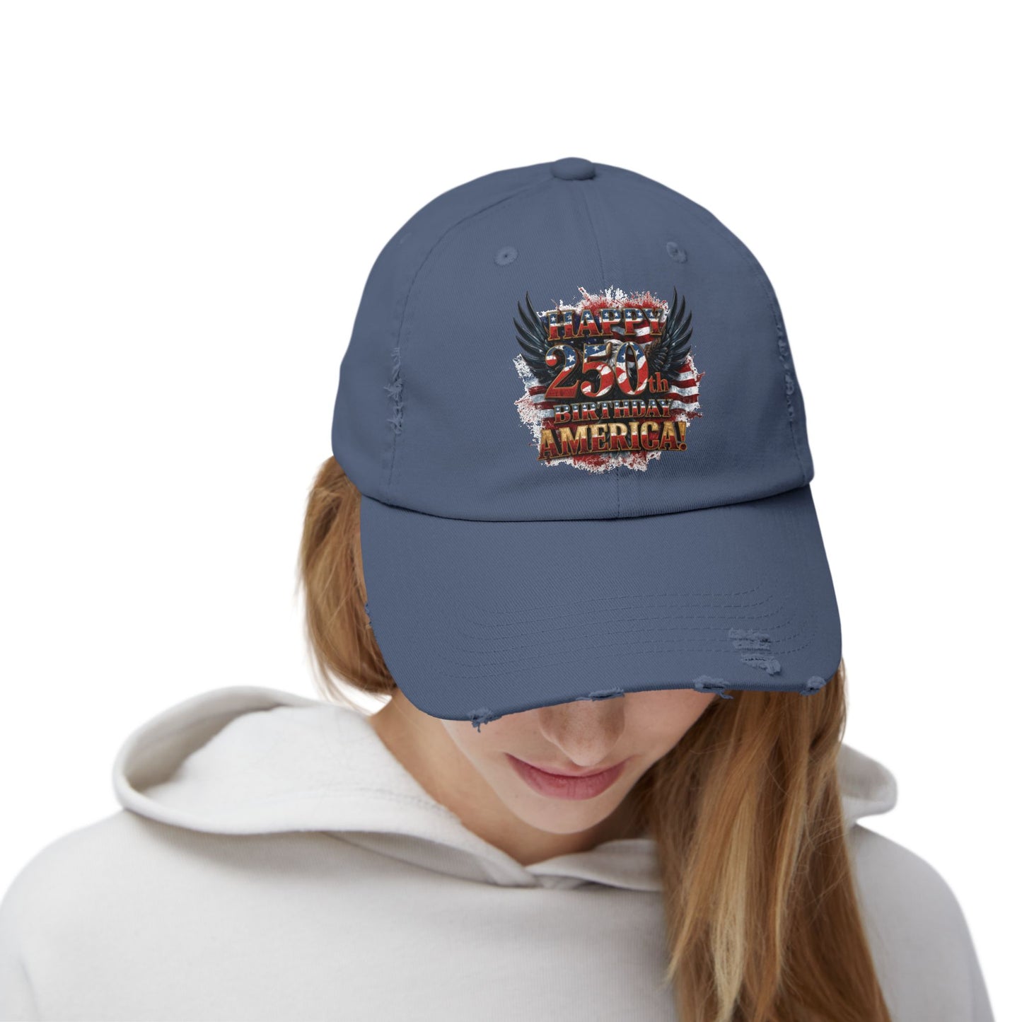 Happy 250th Birthday America Distressed Baseball Cap | Vintage Flag Hat
