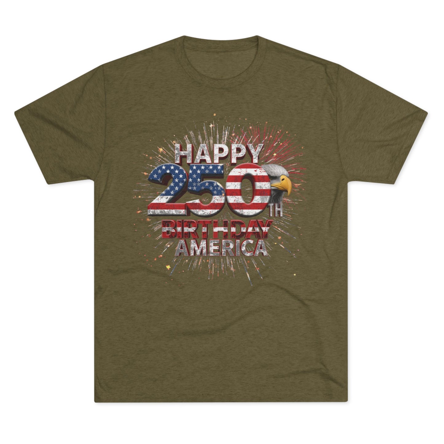 Happy 250th Birthday America Vintage T-Shirt | Patriotic Eagle 250 Tri-Blend Tee | 1776-2026