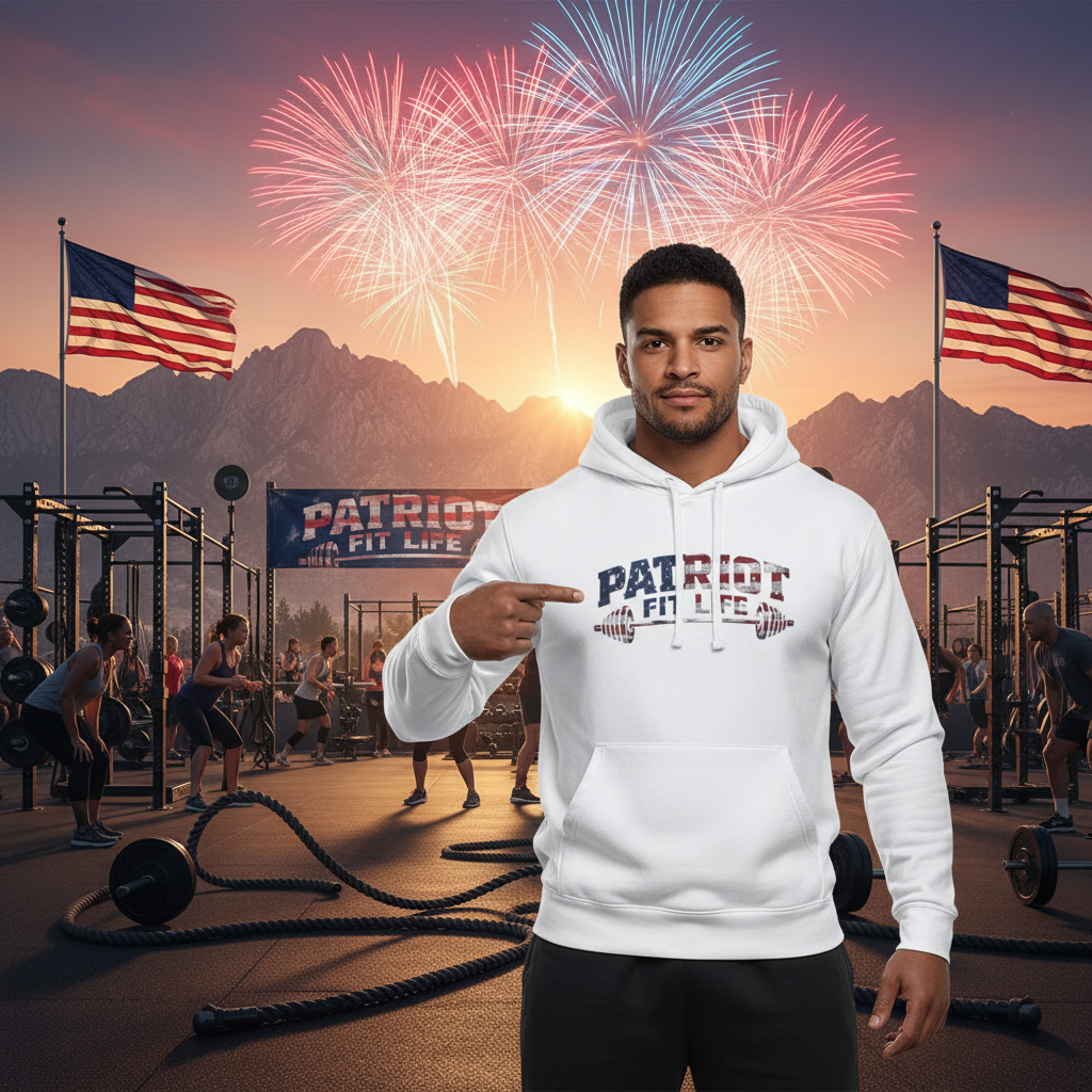 Patriot Fit Life Hoodie | American Flag Barbell Gym Hoodie