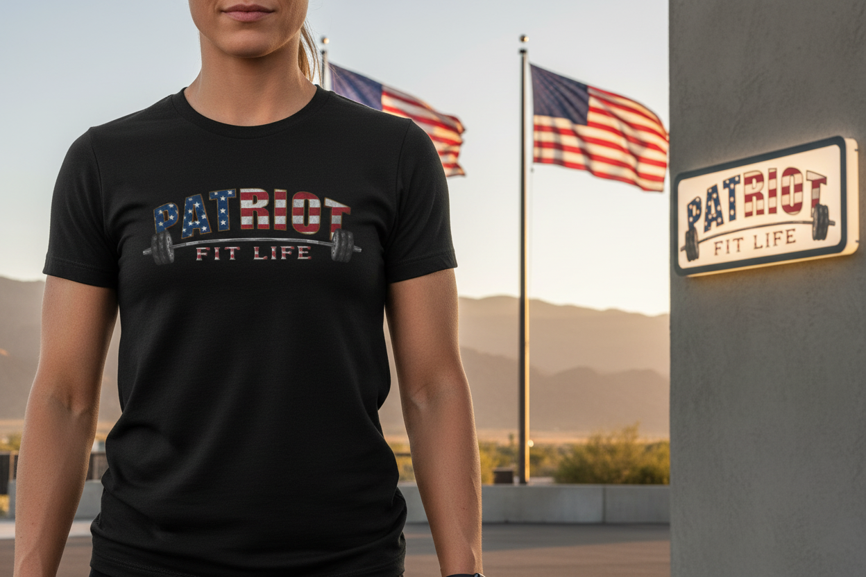 Patriot Fit Life T-Shirt | American Flag Weightlifting Gym Tee