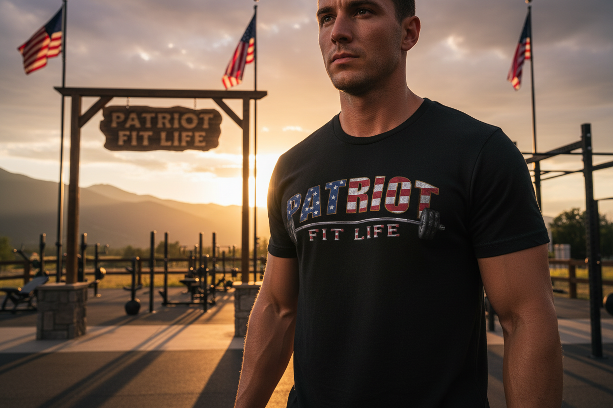 Patriot Fit Life T-Shirt | American Flag Weightlifting Gym Tee