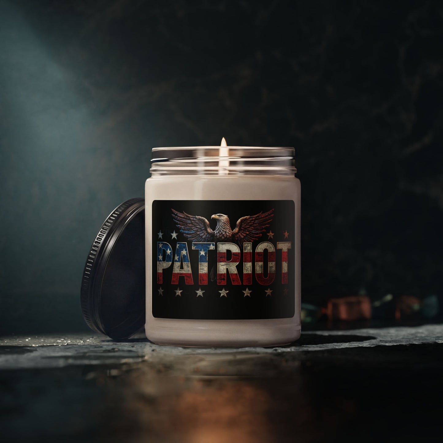Patriot Eagle Soy Candle - 9oz Scented Glass Jar with Eagle & American Flag