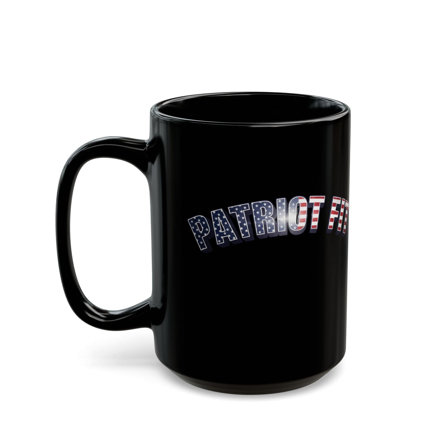Patriot Fit - Black Mug — American Flag Text Coffee Cup (11oz, 15oz)