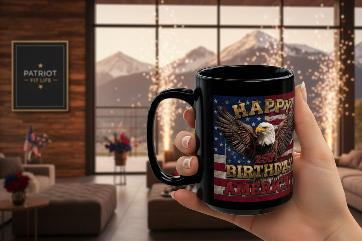 Happy 250th Birthday America Mug - Patriotic Eagle Coffee Cup