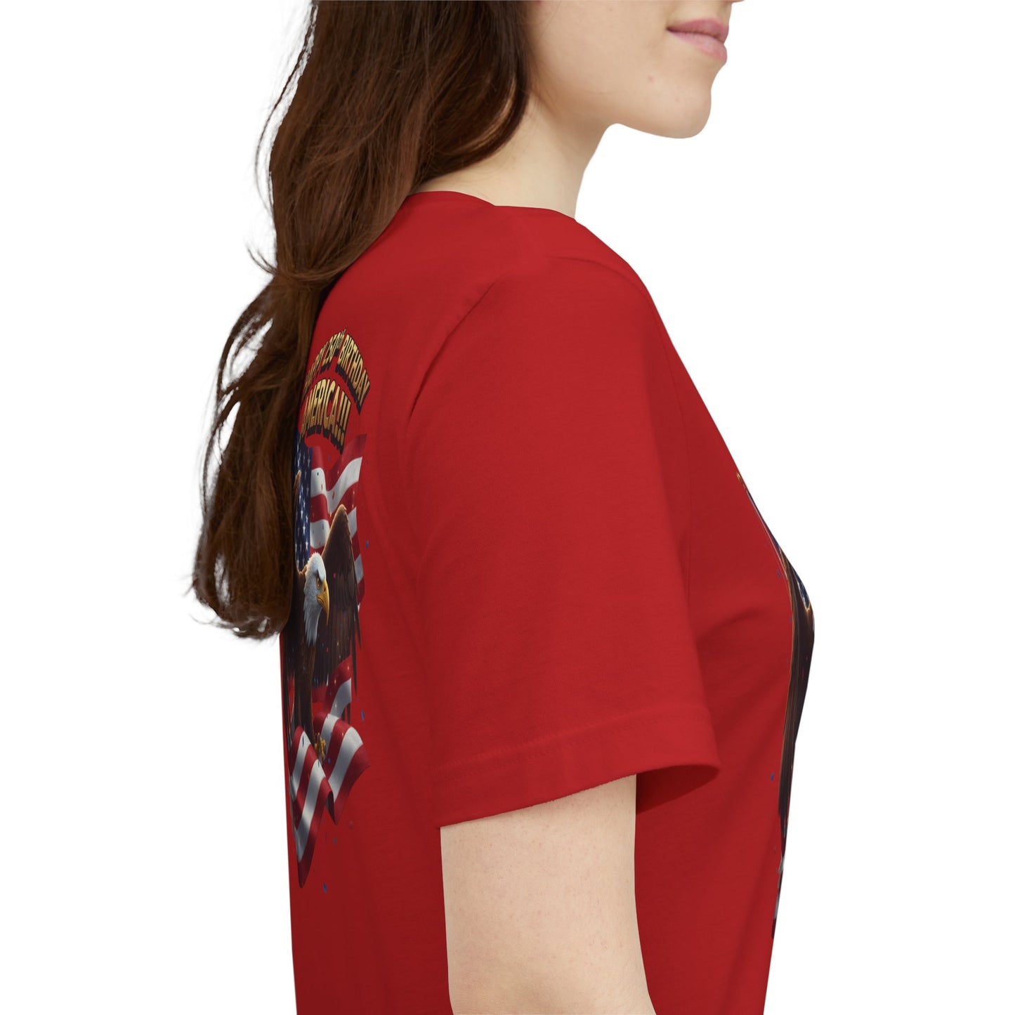 Happy 250th Birthday America Eagle T-Shirt  Patriotic Flag Tee
