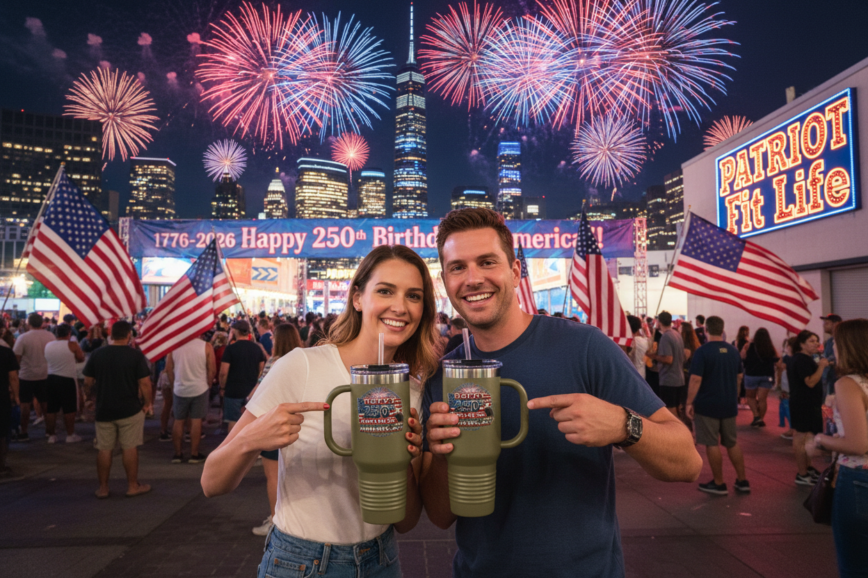 Happy 250th Birthday America Tumbler | 40oz Insulated Travel Mug | 6 Colors | 1776-2026