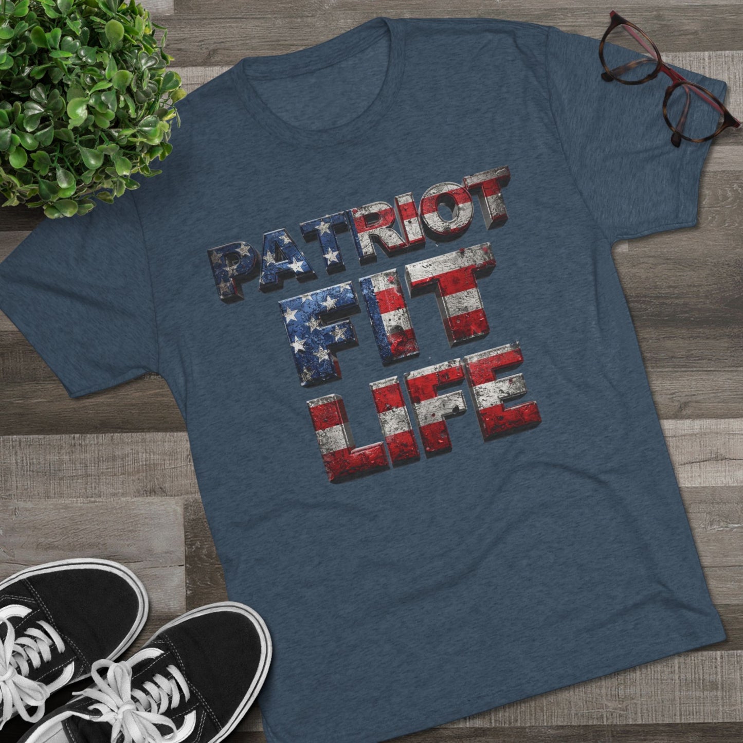 Patriot Fit Life Tri-Blend Tee - American Flag Graphic Fitness T-Shirt