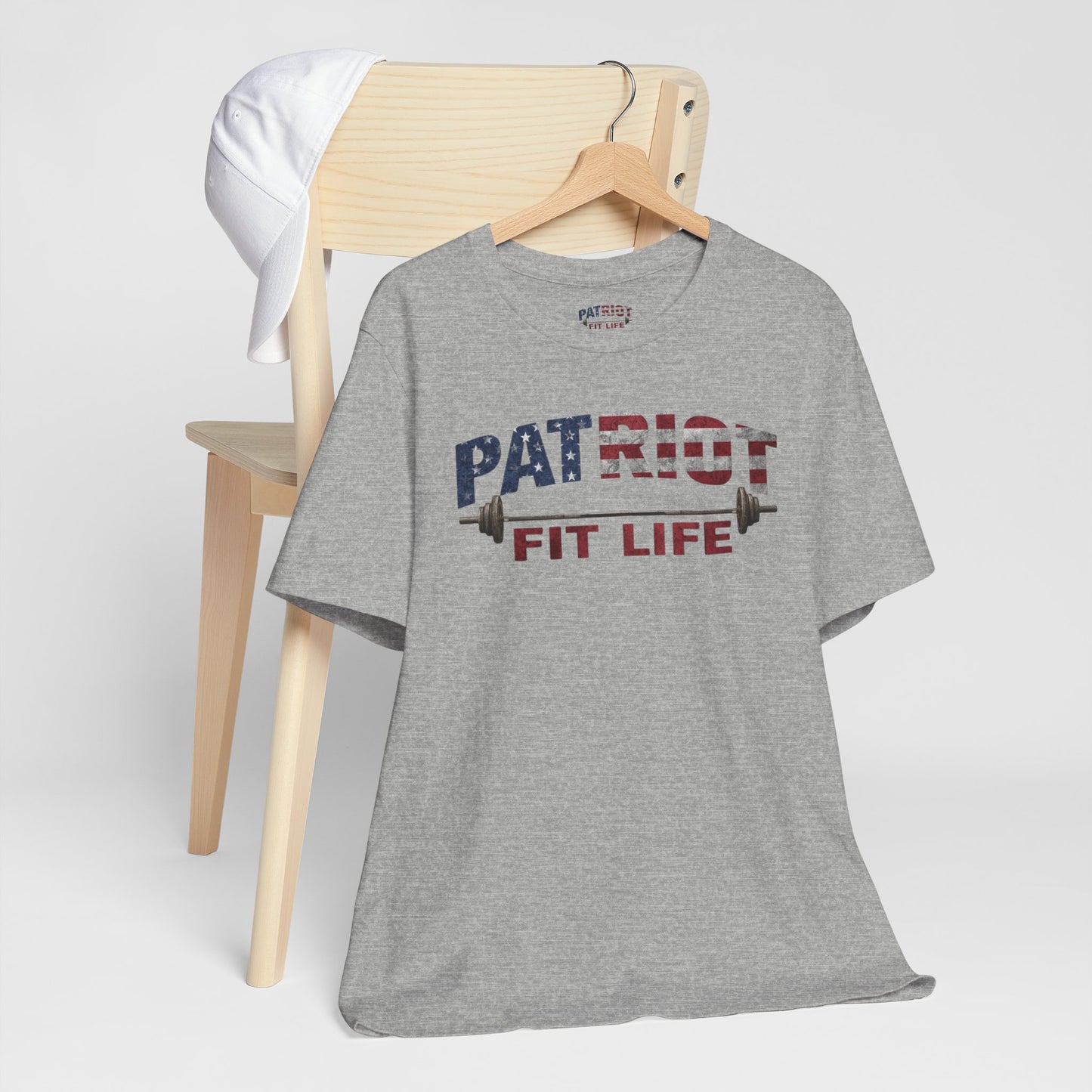 Patriot Fit Life T-Shirt | American Flag Barbell Gym Tee