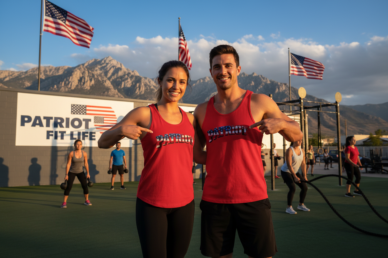 Patriot American Flag Tank Top - PATRIOT Chest Print Graphic Tee