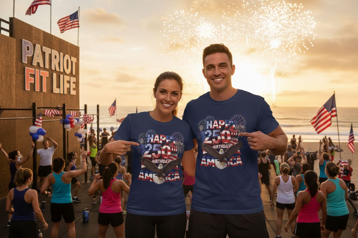 America 250th Birthday Eagle Fireworks T-Shirt | Patriotic Tee