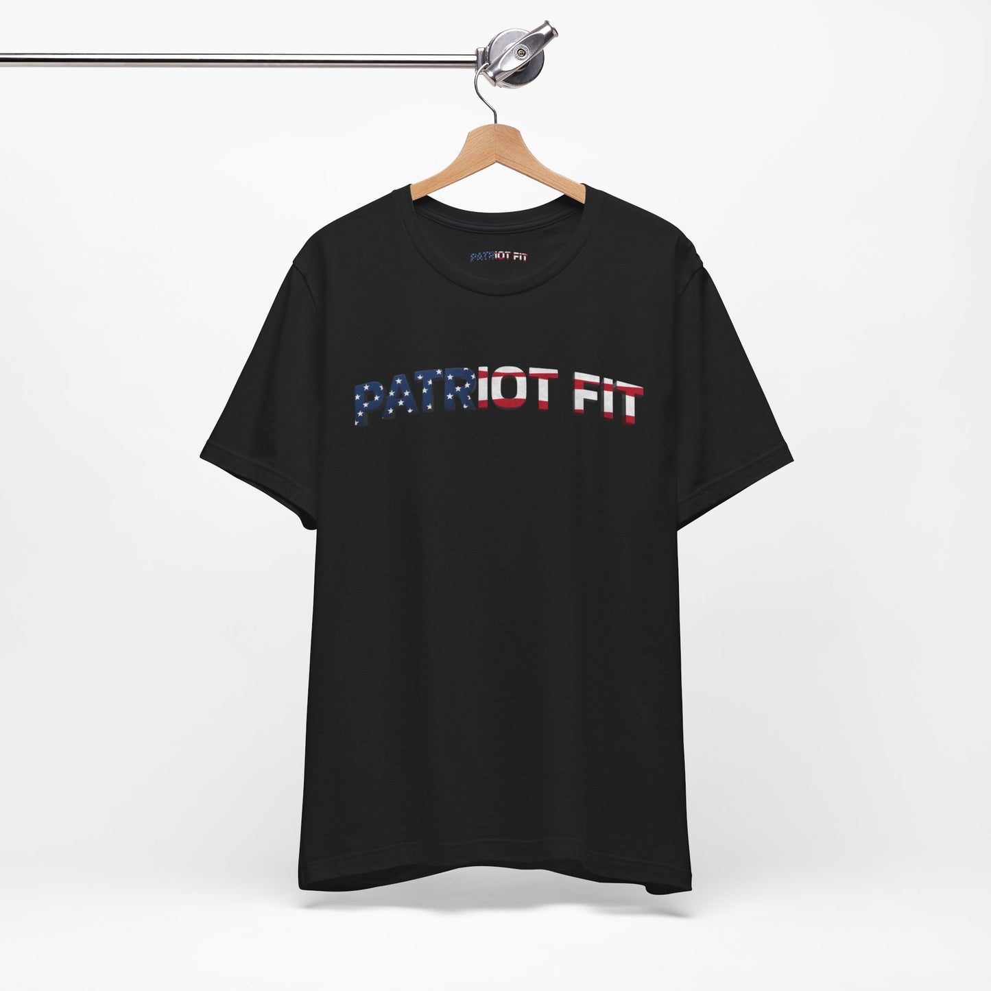 Patriot Fit T-Shirt — American Flag Text Athletic Tee